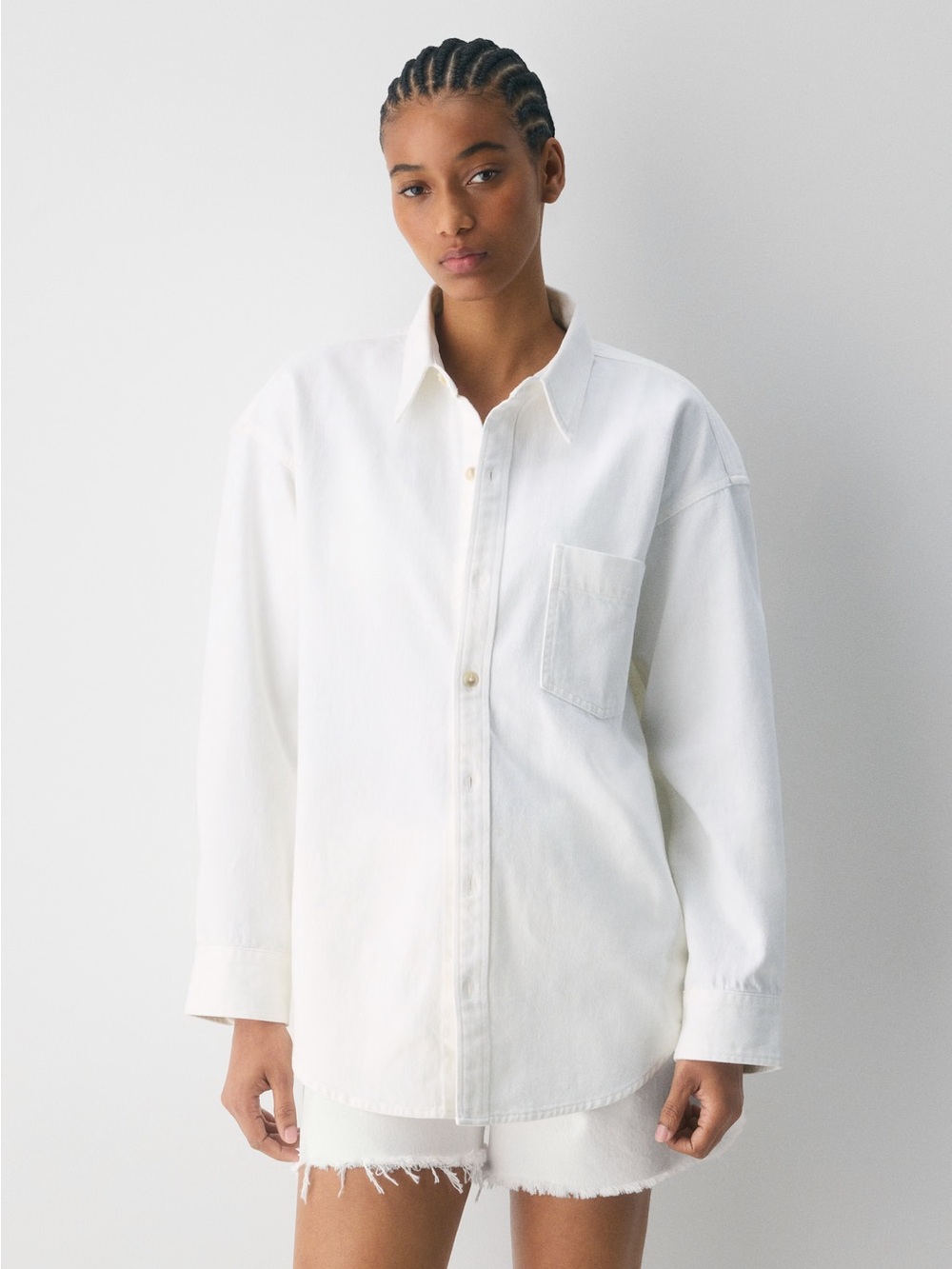 Denim Forum / Aritzia White Button-Up Shirt, Denim Oversized - Picture 2 of 5